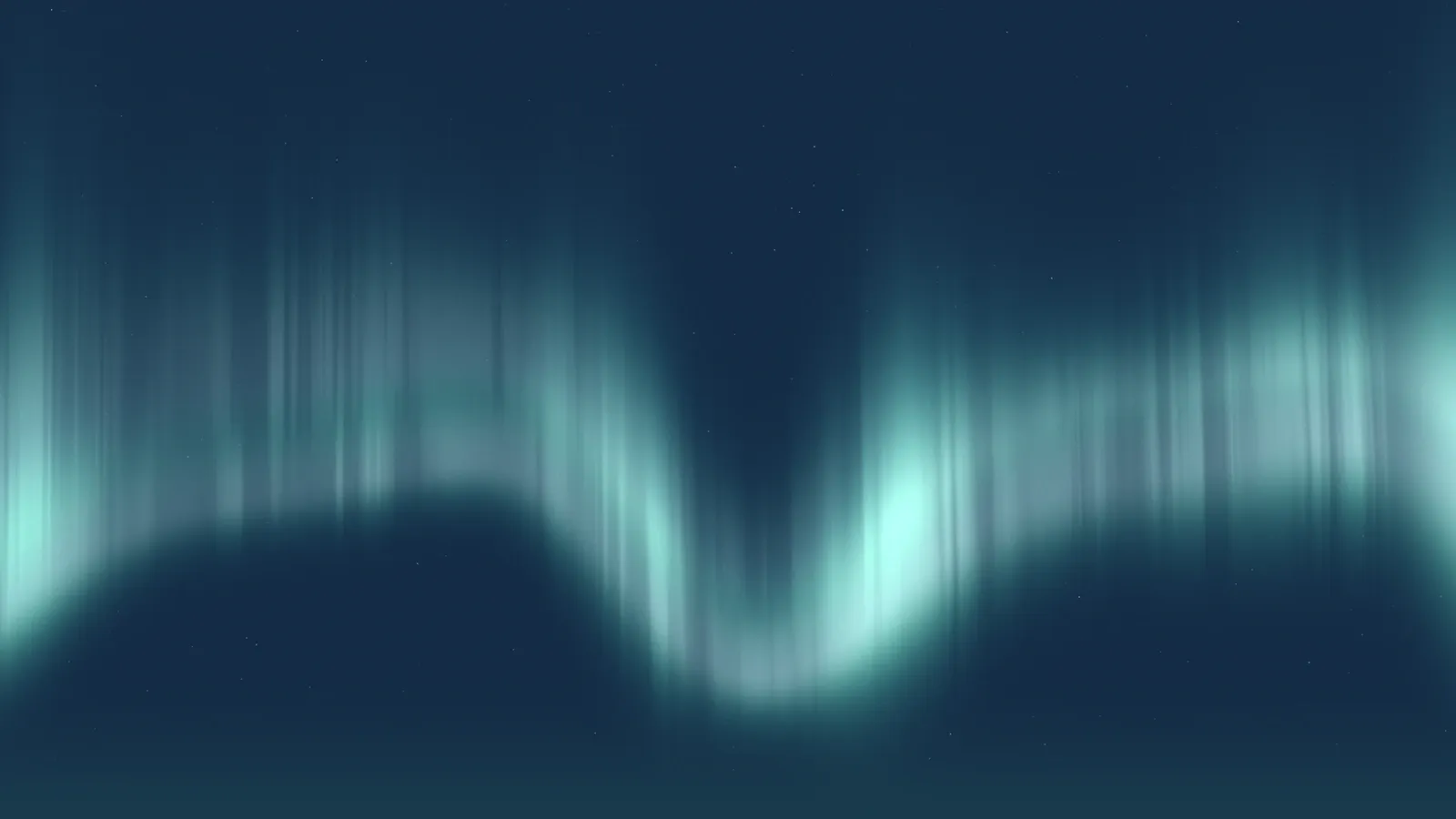 A cyan aurora in a dark blue sky