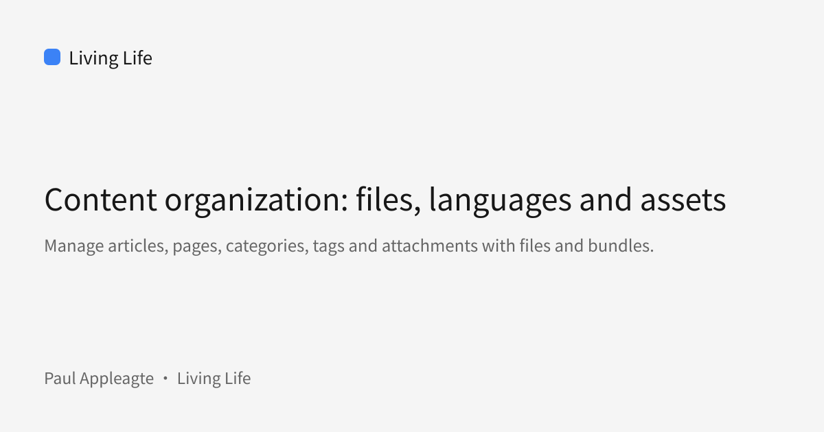 Share cover: Content organization: files, languages and assets