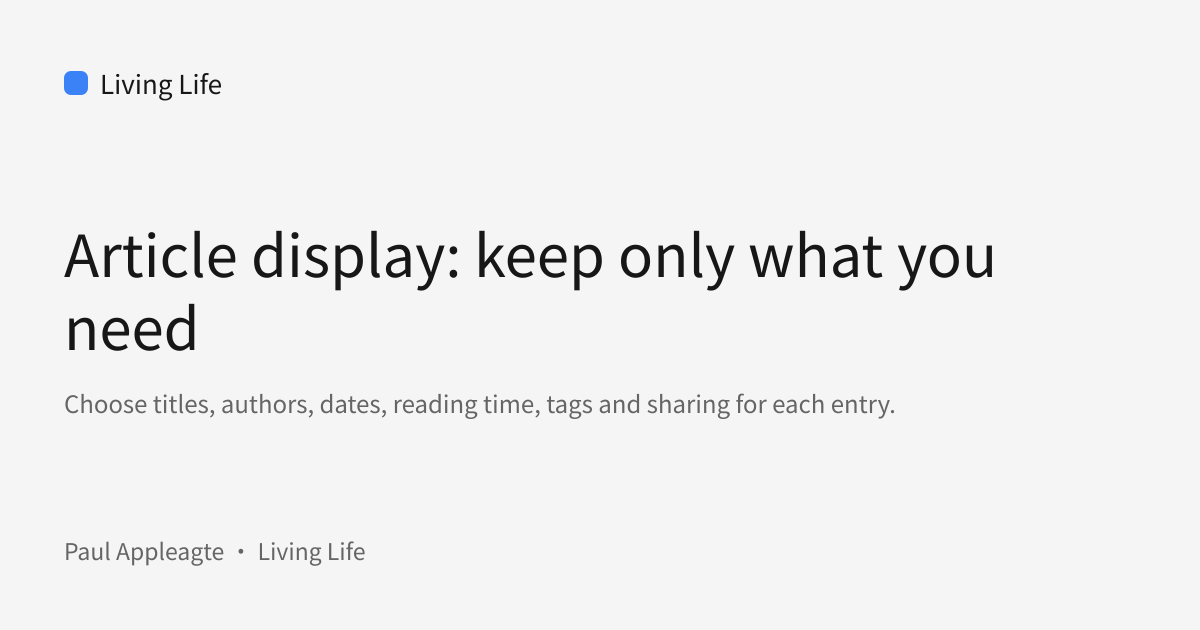 Share cover: Article display: keep only what you need