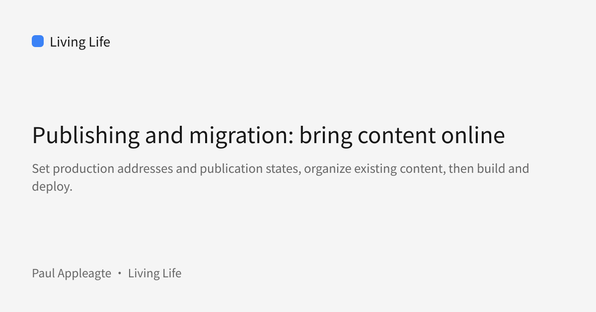 Share cover: Publishing and migration: bring content online